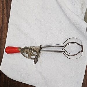 Vintage A&J Red Handled Egg Beater